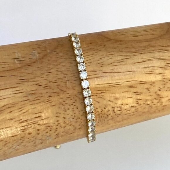 Sterling Silver 925 Yellow Gold Vermeil CZ Tennis Bracelet 6-8" Bolo Box Chain - Picture 5 of 16